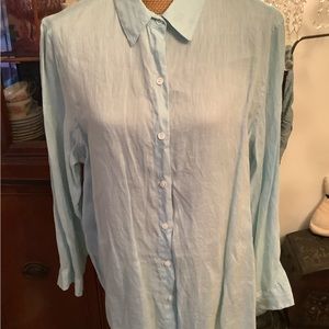 J.Jill pale Blue Linen Top